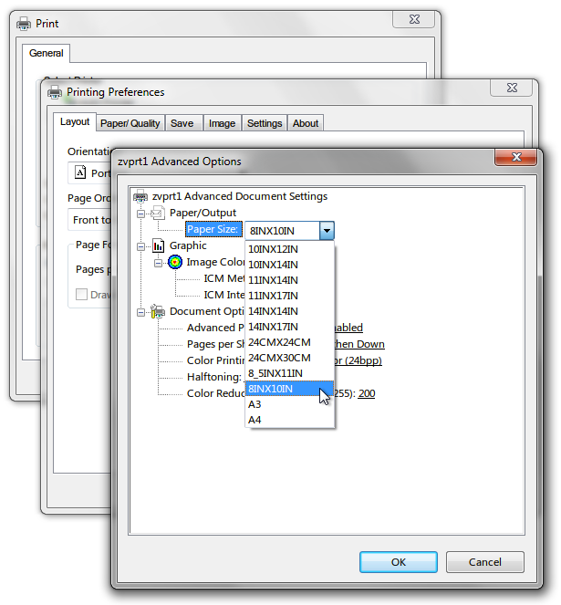 Film Size Selection Dialog